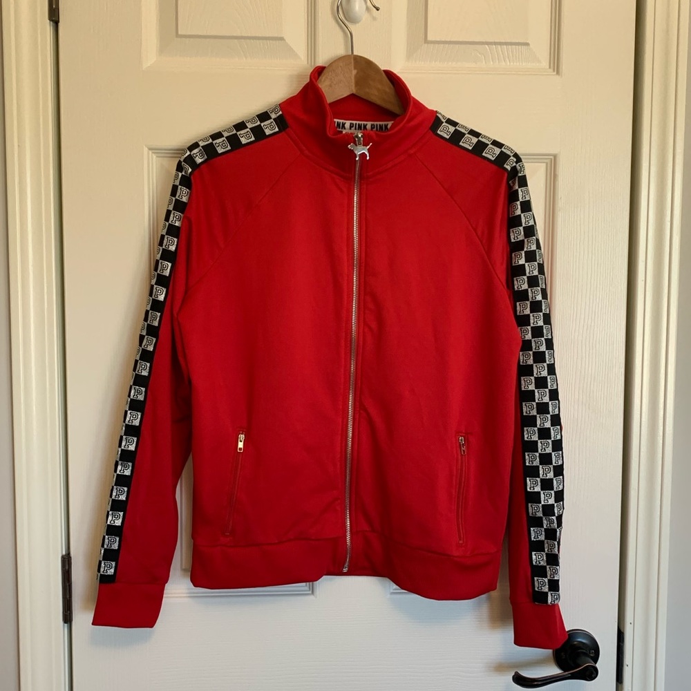 Victoria's Secret VS PINK Women’s Full-Zip Red Track Jacket - Medium